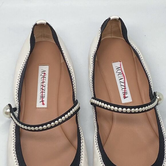 Aquazzura Romy Pearl-Embellished Flats size 38.5 - Picture 5 of 14